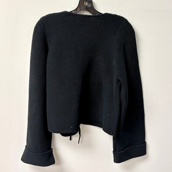 NWT ALIGNE Nadia Organic Cotton Long Sleeve Tie Knit Cardigan Black Women's M - Picture 3 of 6